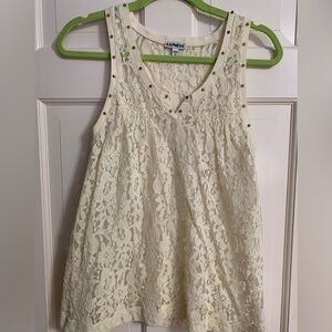 Express Ivory Lace Top Gold Studs, Size M